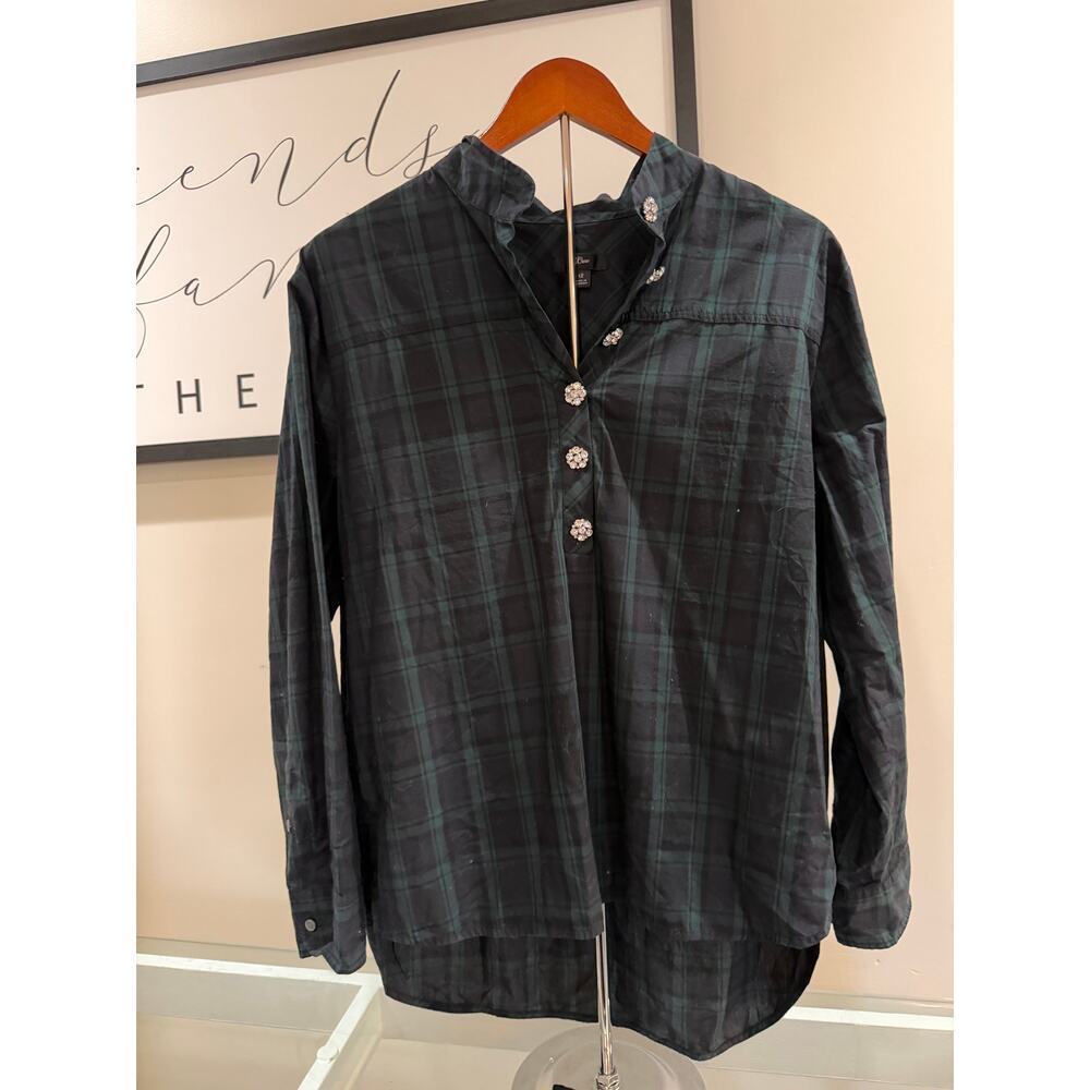 💙💚 J. Crew Navy & Green Plaid Tunic – Size 12 💚💙